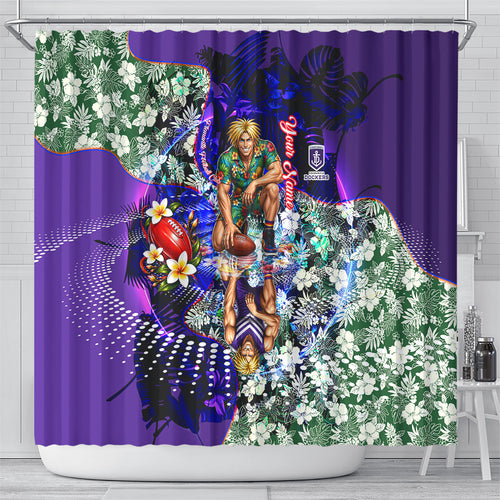 Personalized Fremantle Football Dockers Shower Curtain Tropical Hibiscus Flowers - Pacific Fusion Style