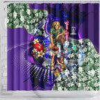 Personalized Fremantle Football Dockers Shower Curtain Tropical Hibiscus Flowers - Pacific Fusion Style