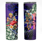 Personalized Fremantle Football Dockers Skinny Tumbler Tropical Hibiscus Flowers - Pacific Fusion Style