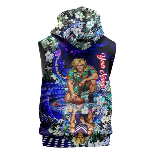 Personalized Fremantle Football Dockers Sleeveless Hoodie Tropical Hibiscus Flowers - Pacific Fusion Style