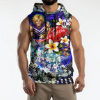 Personalized Fremantle Football Dockers Sleeveless Hoodie Tropical Hibiscus Flowers - Pacific Fusion Style