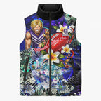 Personalized Fremantle Football Dockers Sleeveless Puffer Jacket Tropical Hibiscus Flowers - Pacific Fusion Style