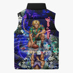 Personalized Fremantle Football Dockers Sleeveless Puffer Jacket Tropical Hibiscus Flowers - Pacific Fusion Style