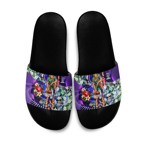 Personalized Fremantle Football Dockers Slide Sandals Tropical Hibiscus Flowers - Pacific Fusion Style
