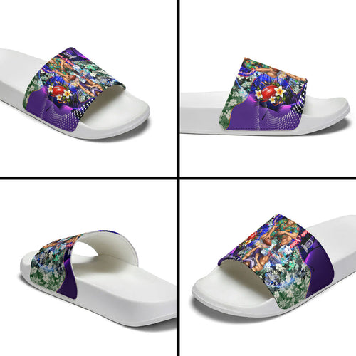 Personalized Fremantle Football Dockers Slide Sandals Tropical Hibiscus Flowers - Pacific Fusion Style