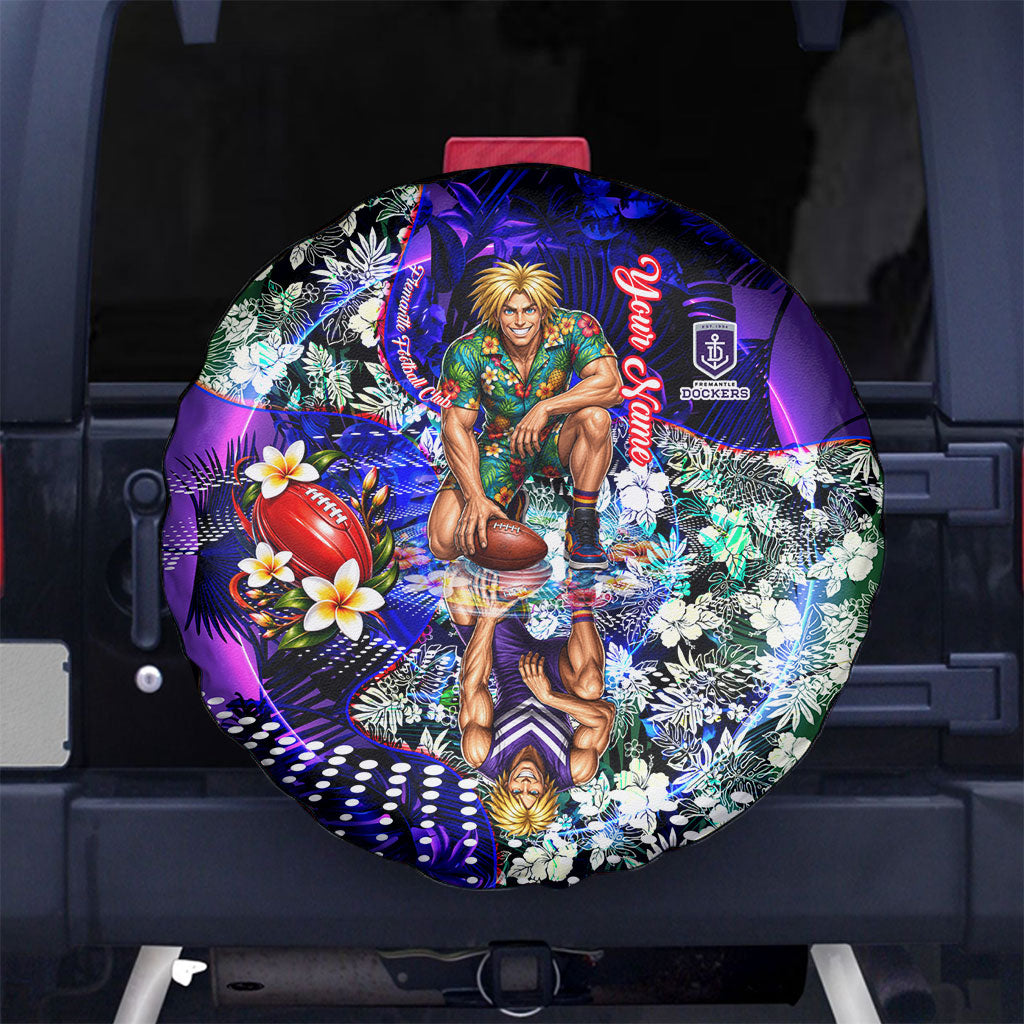 Personalized Fremantle Football Dockers Spare Tire Cover Tropical Hibiscus Flowers - Pacific Fusion Style