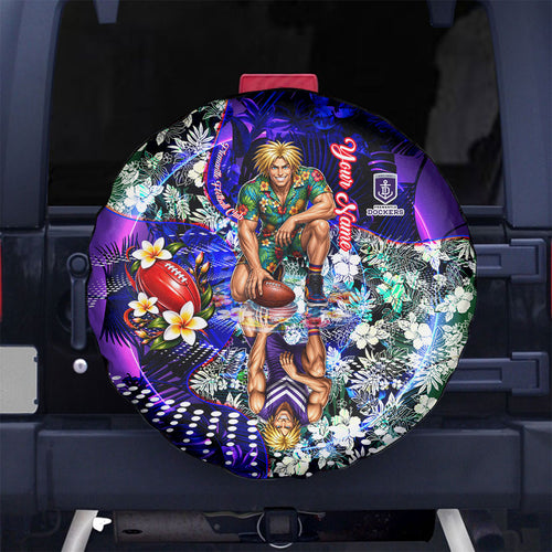 Personalized Fremantle Football Dockers Spare Tire Cover Tropical Hibiscus Flowers - Pacific Fusion Style