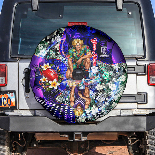Personalized Fremantle Football Dockers Spare Tire Cover Tropical Hibiscus Flowers - Pacific Fusion Style