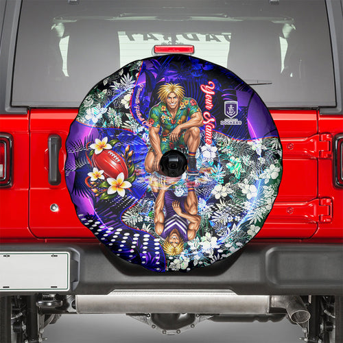 Personalized Fremantle Football Dockers Spare Tire Cover Tropical Hibiscus Flowers - Pacific Fusion Style