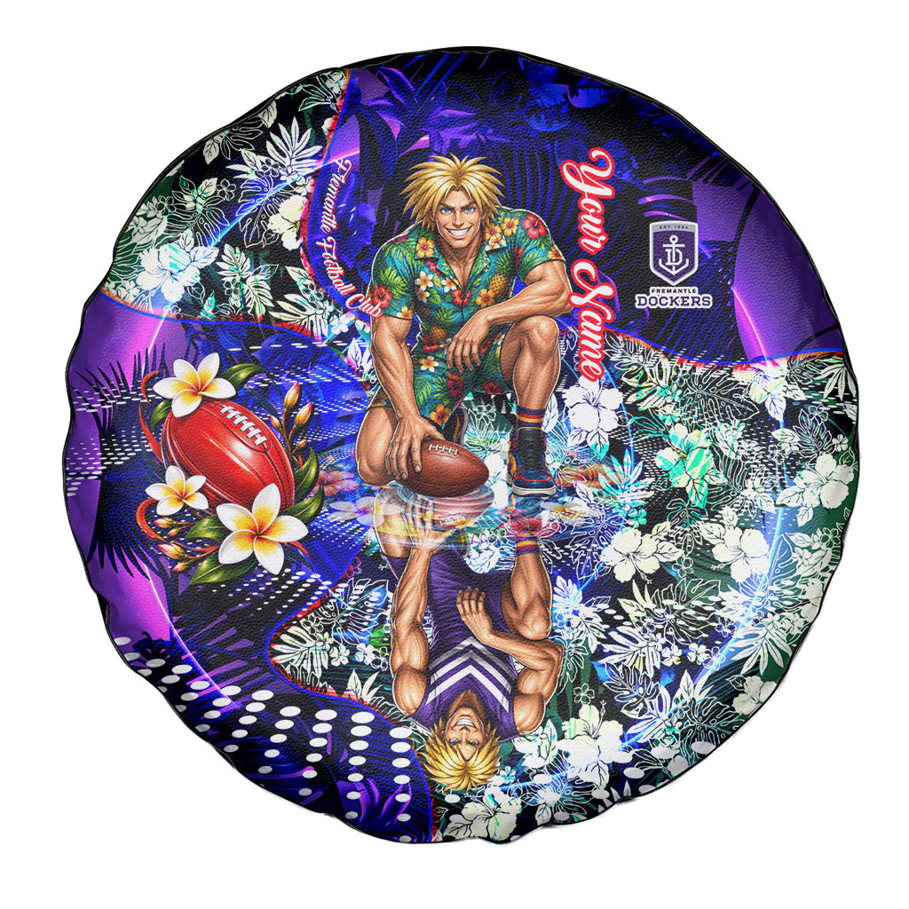 Personalized Fremantle Football Dockers Spare Tire Cover Tropical Hibiscus Flowers - Pacific Fusion Style