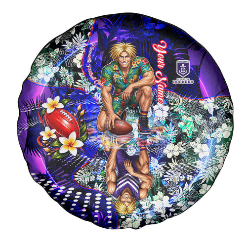 Personalized Fremantle Football Dockers Spare Tire Cover Tropical Hibiscus Flowers - Pacific Fusion Style