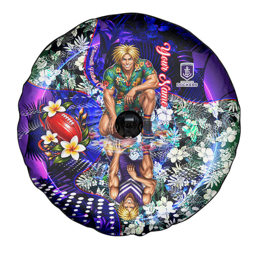 Personalized Fremantle Football Dockers Spare Tire Cover Tropical Hibiscus Flowers - Pacific Fusion Style