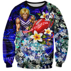 Personalized Fremantle Football Dockers Sweatshirt Tropical Hibiscus Flowers - Pacific Fusion Style