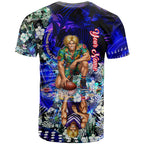 Personalized Fremantle Football Dockers T Shirt Tropical Hibiscus Flowers - Pacific Fusion Style