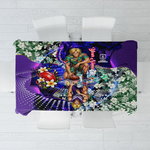 Personalized Fremantle Football Dockers Tablecloth Tropical Hibiscus Flowers - Pacific Fusion Style
