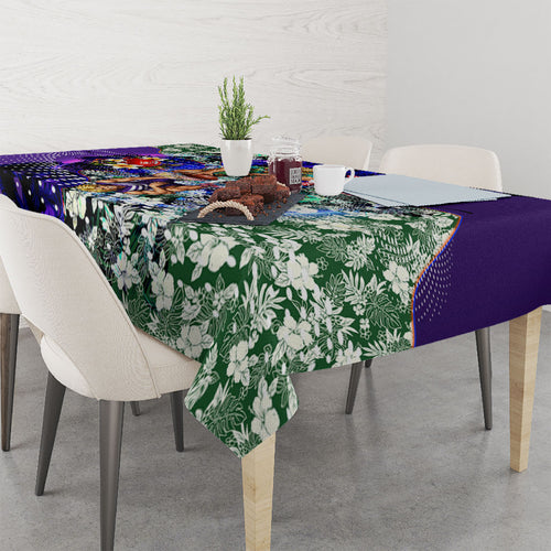 Personalized Fremantle Football Dockers Tablecloth Tropical Hibiscus Flowers - Pacific Fusion Style