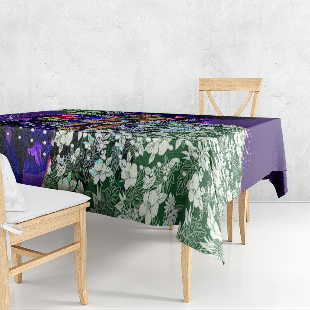 Personalized Fremantle Football Dockers Tablecloth Tropical Hibiscus Flowers - Pacific Fusion Style