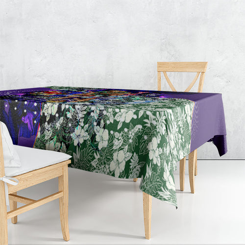 Personalized Fremantle Football Dockers Tablecloth Tropical Hibiscus Flowers - Pacific Fusion Style