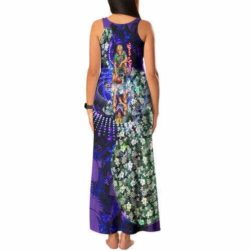 Personalized Fremantle Football Dockers Tank Maxi Dress Tropical Hibiscus Flowers - Pacific Fusion Style