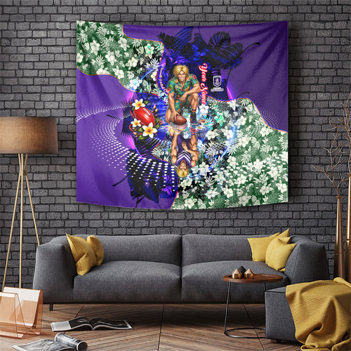 Personalized Fremantle Football Dockers Tapestry Tropical Hibiscus Flowers - Pacific Fusion Style