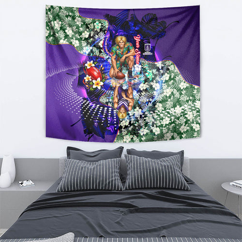 Personalized Fremantle Football Dockers Tapestry Tropical Hibiscus Flowers - Pacific Fusion Style