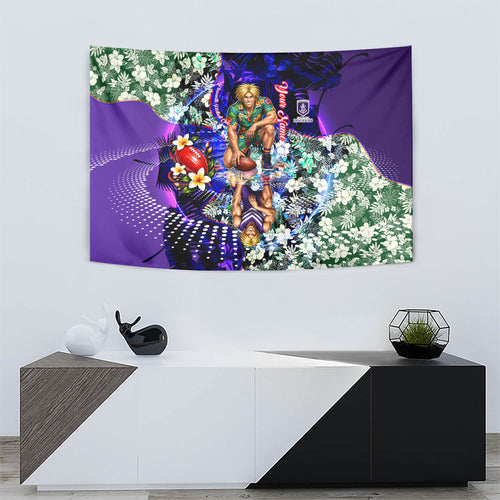 Personalized Fremantle Football Dockers Tapestry Tropical Hibiscus Flowers - Pacific Fusion Style