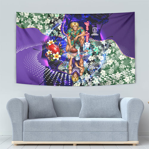 Personalized Fremantle Football Dockers Tapestry Tropical Hibiscus Flowers - Pacific Fusion Style