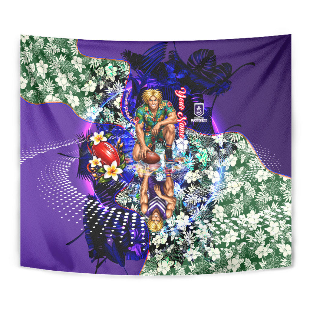 Personalized Fremantle Football Dockers Tapestry Tropical Hibiscus Flowers - Pacific Fusion Style