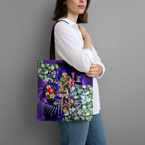 Personalized Fremantle Football Dockers Tote Bag Tropical Hibiscus Flowers - Pacific Fusion Style