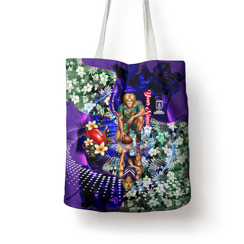 Personalized Fremantle Football Dockers Tote Bag Tropical Hibiscus Flowers - Pacific Fusion Style