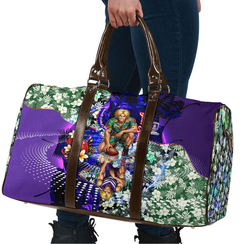 Personalized Fremantle Football Dockers Travel Bag Tropical Hibiscus Flowers - Pacific Fusion Style