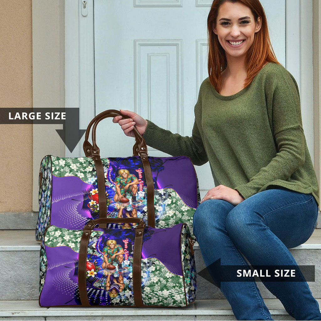 Personalized Fremantle Football Dockers Travel Bag Tropical Hibiscus Flowers - Pacific Fusion Style