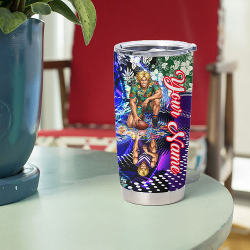 Personalized Fremantle Football Dockers Tumbler Cup Tropical Hibiscus Flowers - Pacific Fusion Style