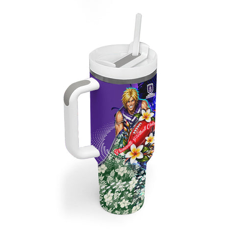 Personalized Fremantle Football Dockers Tumbler With Handle Tropical Hibiscus Flowers - Pacific Fusion Style