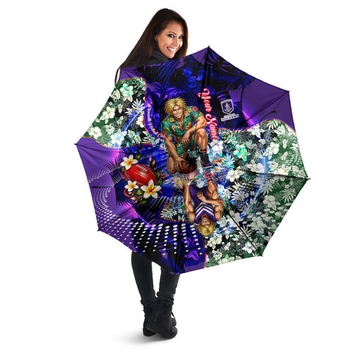 Personalized Fremantle Football Dockers Umbrella Tropical Hibiscus Flowers - Pacific Fusion Style