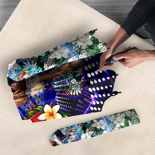 Personalized Fremantle Football Dockers Umbrella Tropical Hibiscus Flowers - Pacific Fusion Style
