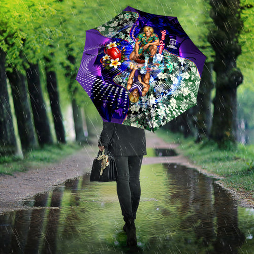 Personalized Fremantle Football Dockers Umbrella Tropical Hibiscus Flowers - Pacific Fusion Style