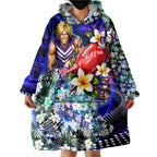 Personalized Fremantle Football Dockers Wearable Blanket Hoodie Tropical Hibiscus Flowers - Pacific Fusion Style