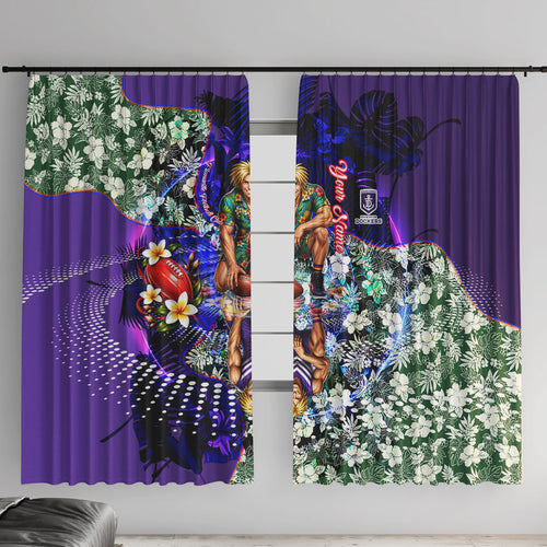 Personalized Fremantle Football Dockers Window Curtain Tropical Hibiscus Flowers - Pacific Fusion Style