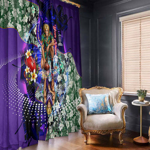 Personalized Fremantle Football Dockers Window Curtain Tropical Hibiscus Flowers - Pacific Fusion Style