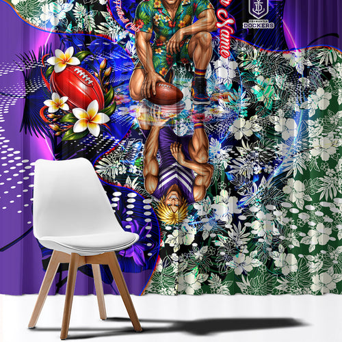 Personalized Fremantle Football Dockers Window Curtain Tropical Hibiscus Flowers - Pacific Fusion Style