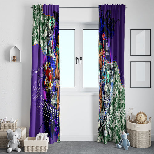 Personalized Fremantle Football Dockers Window Curtain Tropical Hibiscus Flowers - Pacific Fusion Style
