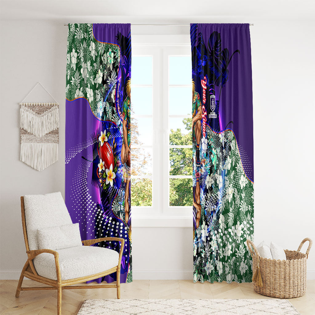 Personalized Fremantle Football Dockers Window Curtain Tropical Hibiscus Flowers - Pacific Fusion Style