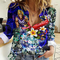 Personalized Fremantle Football Dockers Women Casual Shirt Tropical Hibiscus Flowers - Pacific Fusion Style