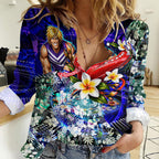 Personalized Fremantle Football Dockers Women Casual Shirt Tropical Hibiscus Flowers - Pacific Fusion Style
