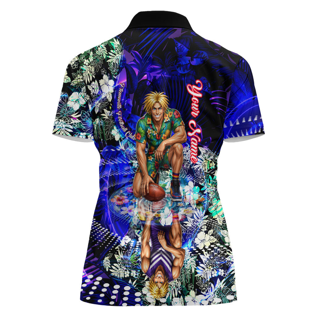 Personalized Fremantle Football Dockers Women Polo Shirt Tropical Hibiscus Flowers - Pacific Fusion Style