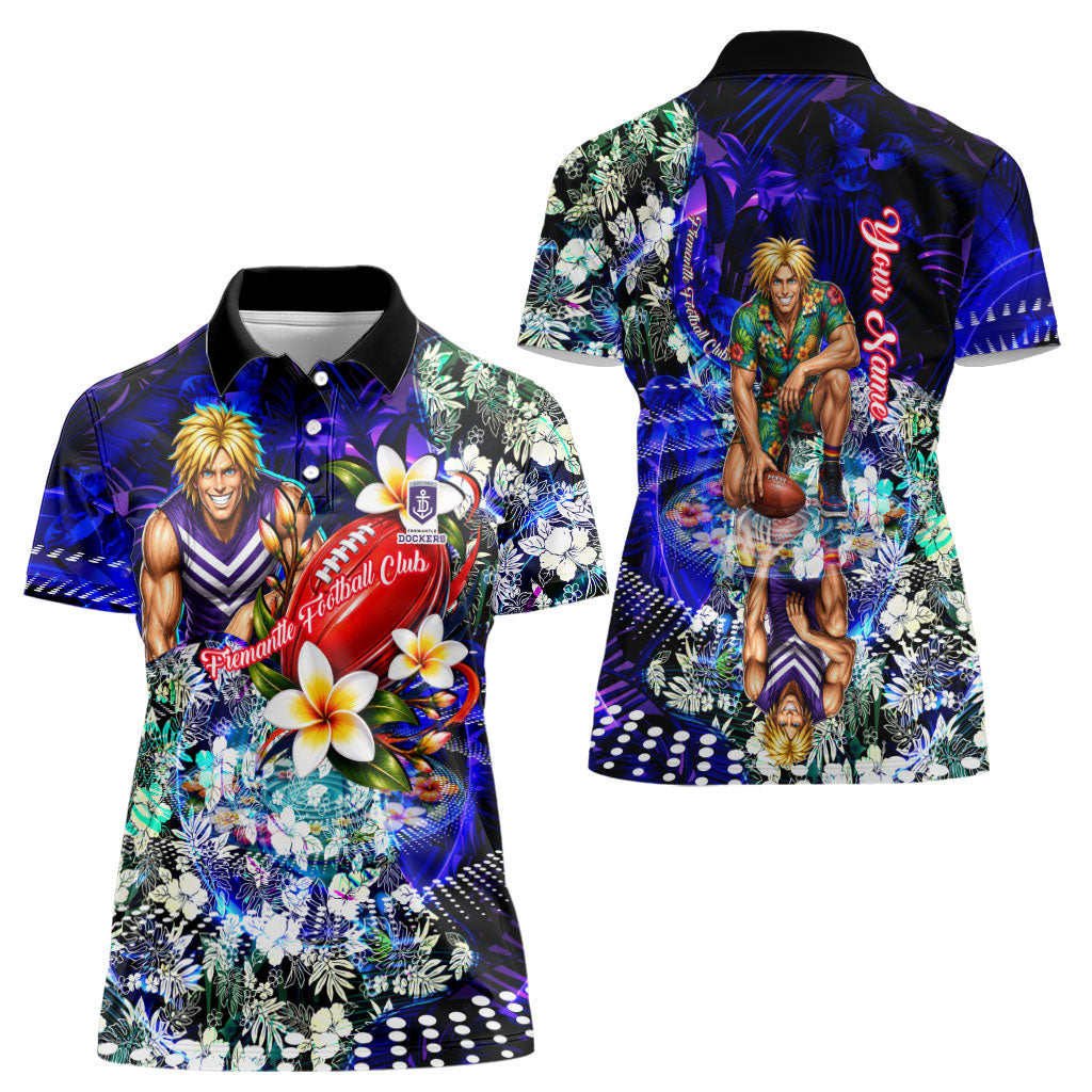 Personalized Fremantle Football Dockers Women Polo Shirt Tropical Hibiscus Flowers - Pacific Fusion Style