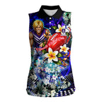 Personalized Fremantle Football Dockers Women Sleeveless Polo Shirt Tropical Hibiscus Flowers - Pacific Fusion Style