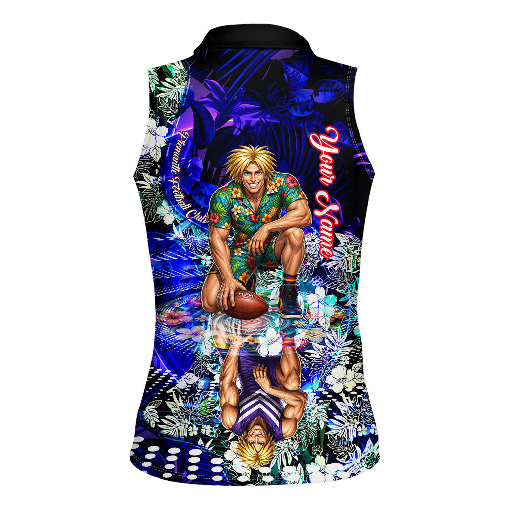 Personalized Fremantle Football Dockers Women Sleeveless Polo Shirt Tropical Hibiscus Flowers - Pacific Fusion Style