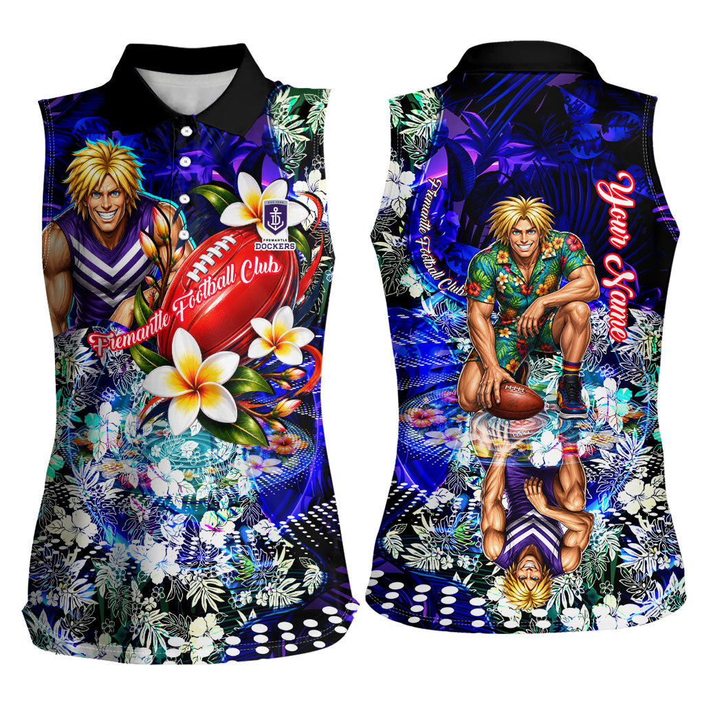 Personalized Fremantle Football Dockers Women Sleeveless Polo Shirt Tropical Hibiscus Flowers - Pacific Fusion Style